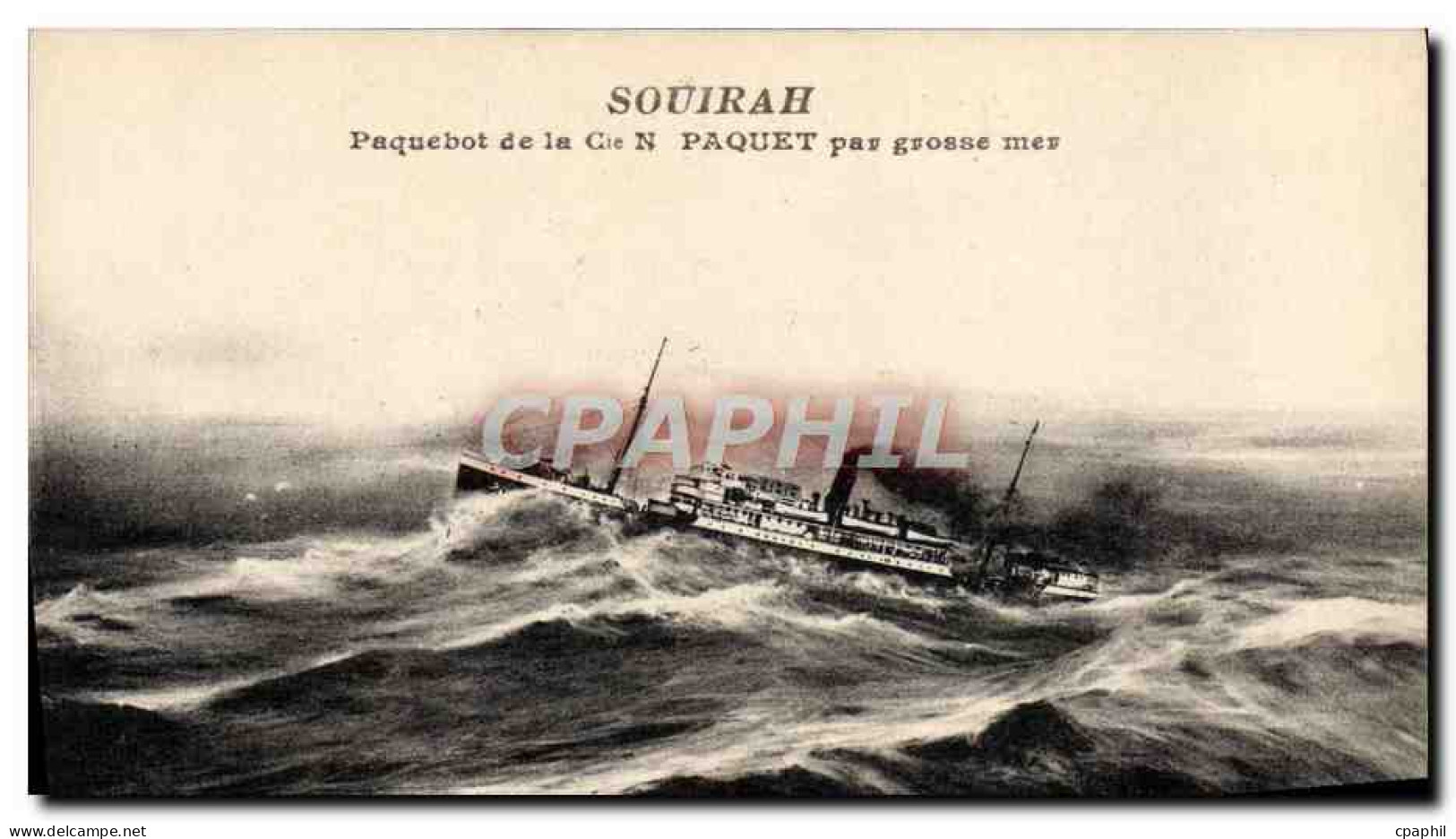 CPA Bateau Paquebot De La Cie N Paquet Par Grosse Mer Souirah - Steamers