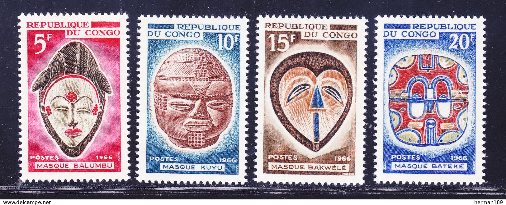 CONGO N°  199 à 202 ** MNH Neufs Sans Charnière, TB (D7532) Masques - 1966 - Ungebraucht