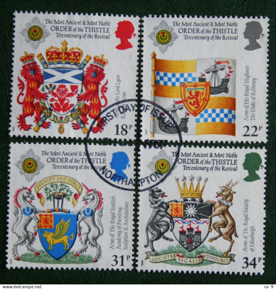 ORDER OF THE THISTLE ANNIVERSARY (Mi 1113-1116) 1987 Used Gebruikt Oblitere ENGLAND GRANDE-BRETAGNE GB GREAT BRITAIN - Gebraucht