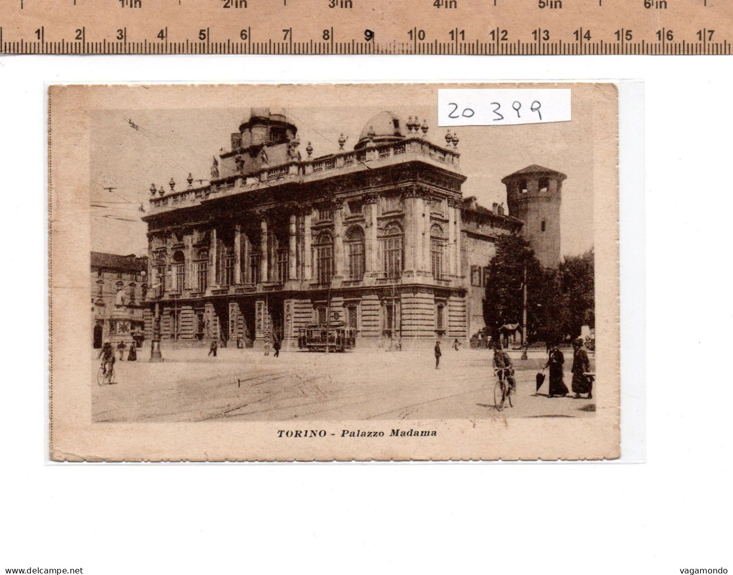 20399 TORINO PALAZZO MADAMA ANIMATA TRAMVAI BICICLETTE 1920 - Palazzo Madama