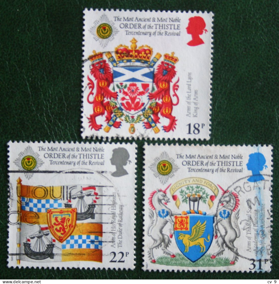 ORDER OF THE THISTLE ANNIVERSARY (Mi 1113-1115) 1987 Used Gebruikt Oblitere ENGLAND GRANDE-BRETAGNE GB GREAT BRITAIN - Gebruikt