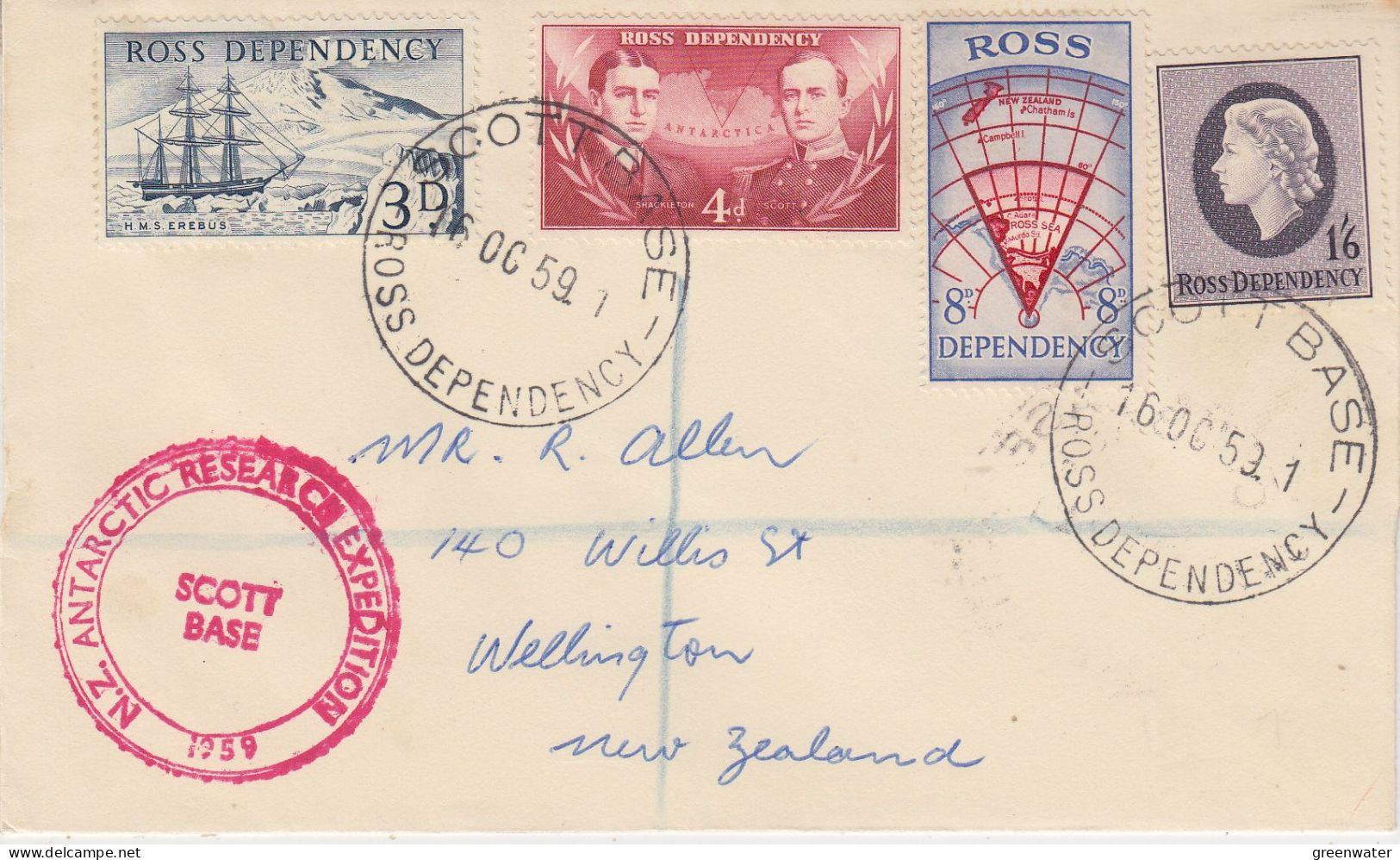 Ross Dependency 1959 NZ Antarctic Research Expedition Registered Cover  Ca Scott Base 16 OCT 1959 (SO235) - Brieven En Documenten