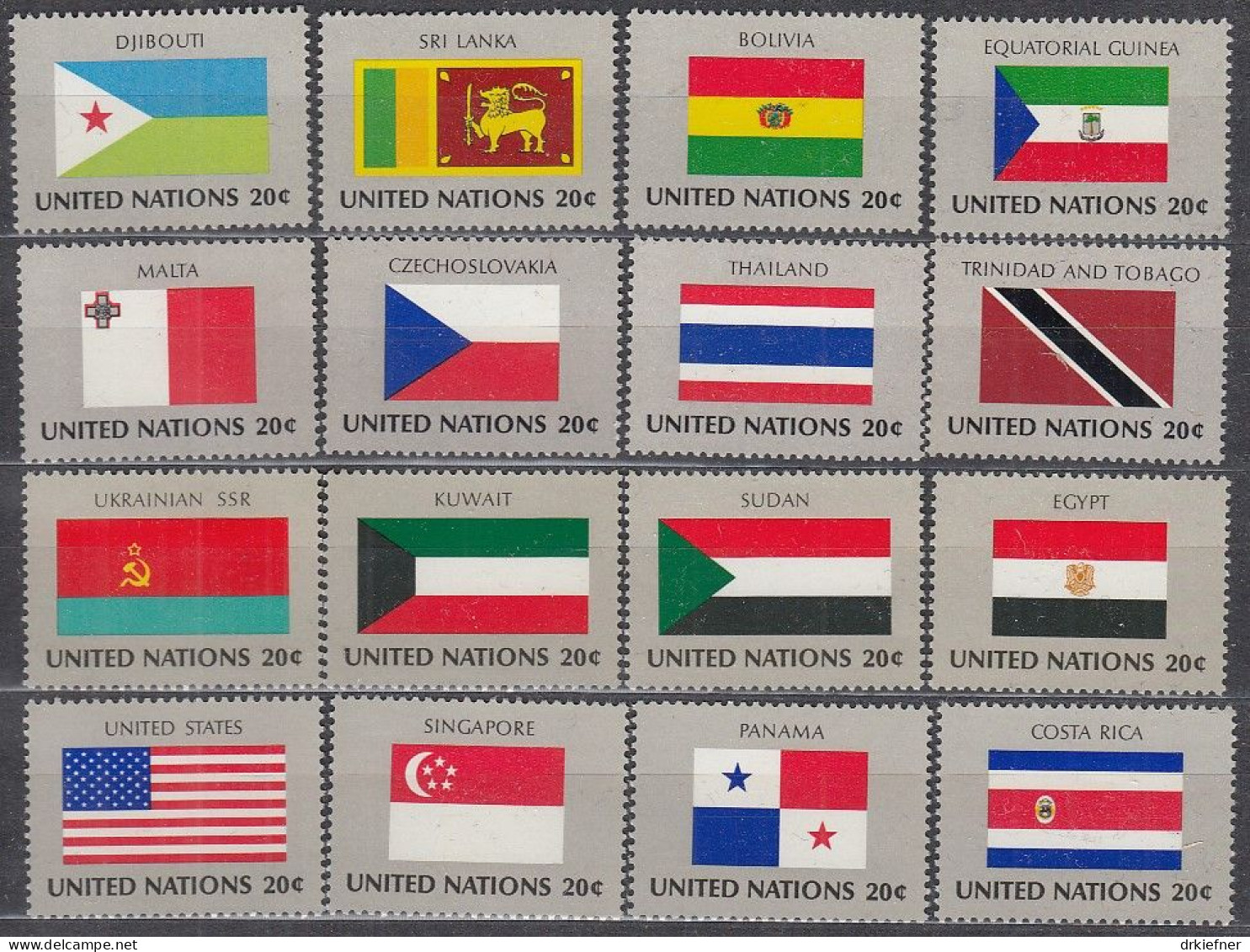 UNO NEW YORK  373-388, Postfrisch **, Flaggen, 1981 - Ungebraucht