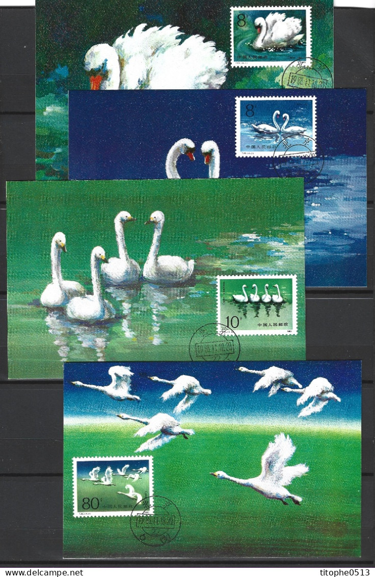 CHINE. N°2622-5 Sur 4 Cartes Maximum De 1983. Cygne. - Cigni