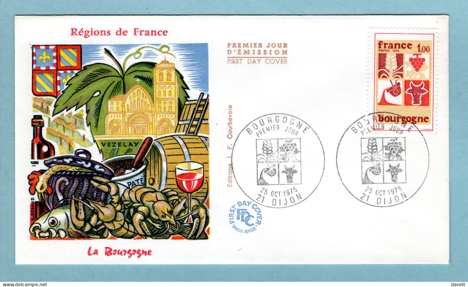 FDC France 1975 - Bourgogne - YT 1848 - 21 Dijon - 1970-1979