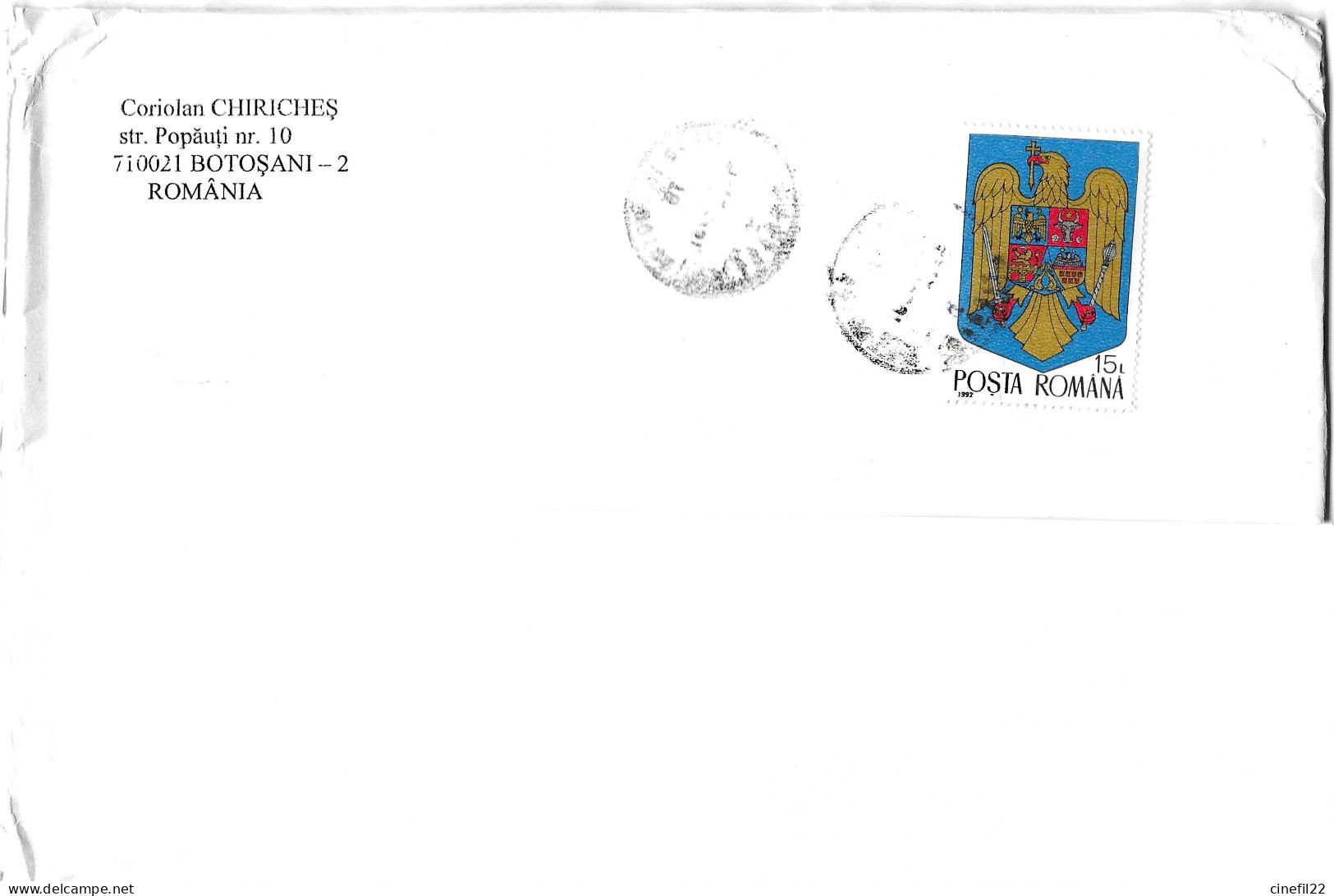 Roumanie, Armoiries, 2024, Sur Lettre - Lettres & Documents