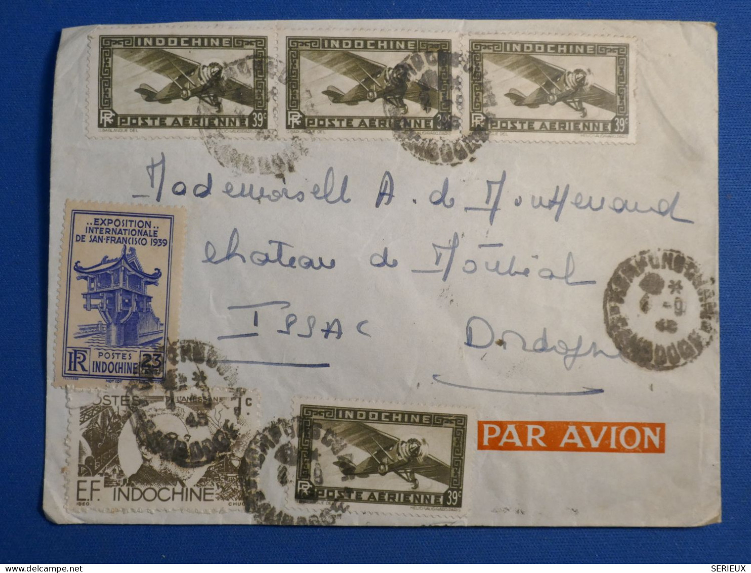 DL2  INDOCHINE CAMBODGE  BELLE  LETTRE   1948   PETIT BUREAU PONGONG CHAM A ISSAC  FRANCE+ + AFF. INTERESSANT+ - Brieven En Documenten