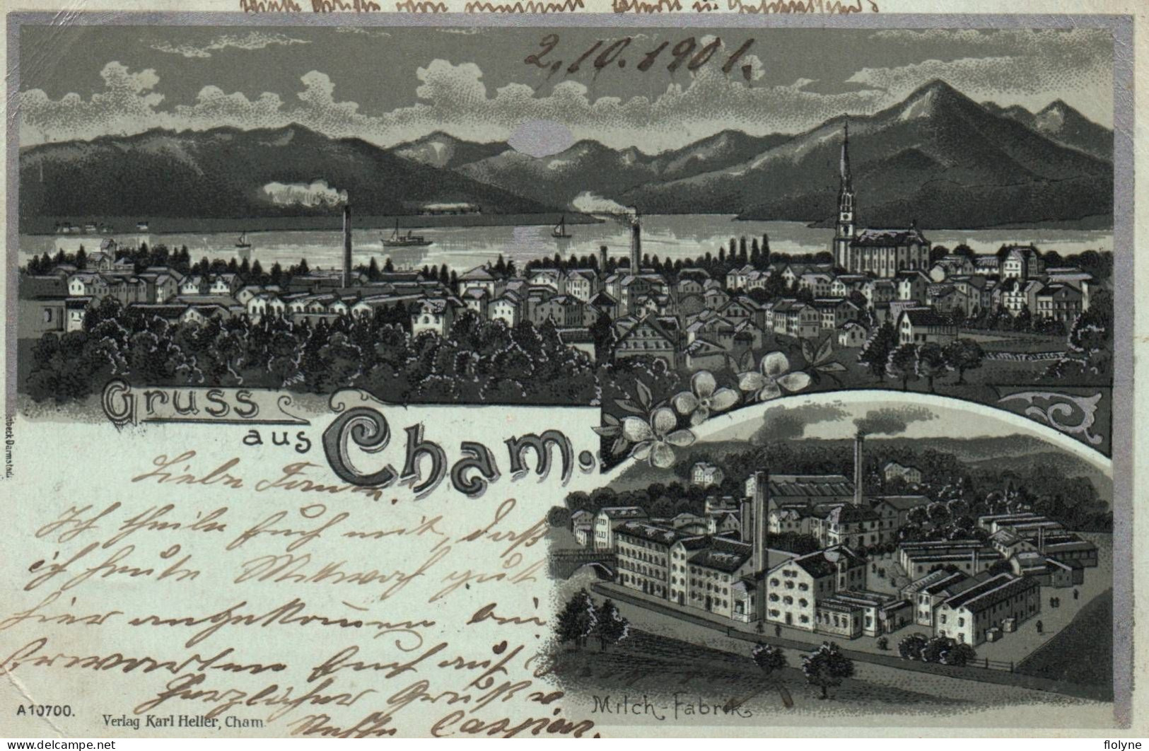 Cham - Gruss Aus , Souvenir De La Ville - Cpa Illustrateur - Usine De Lait Laiterie - 1901 - Suisse Schweiz Switzerland - Cham