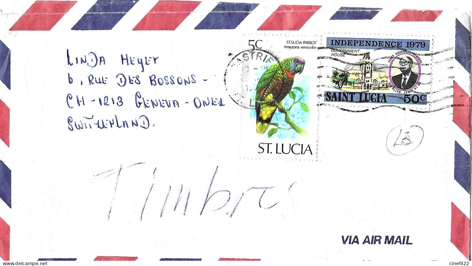 Sainte Lucie, Oiseau, Perroquet, Indépendance, Gouvernement, Sur Lettre - St.Lucie (1979-...)