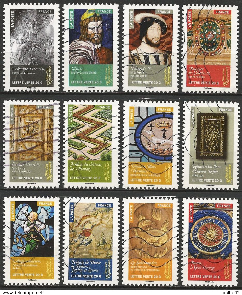 France 2014 - Mi 5958/69 - YT Ad 1011/ 22 ( Artworks Of The Renaissance ) Complete Set - Used Stamps