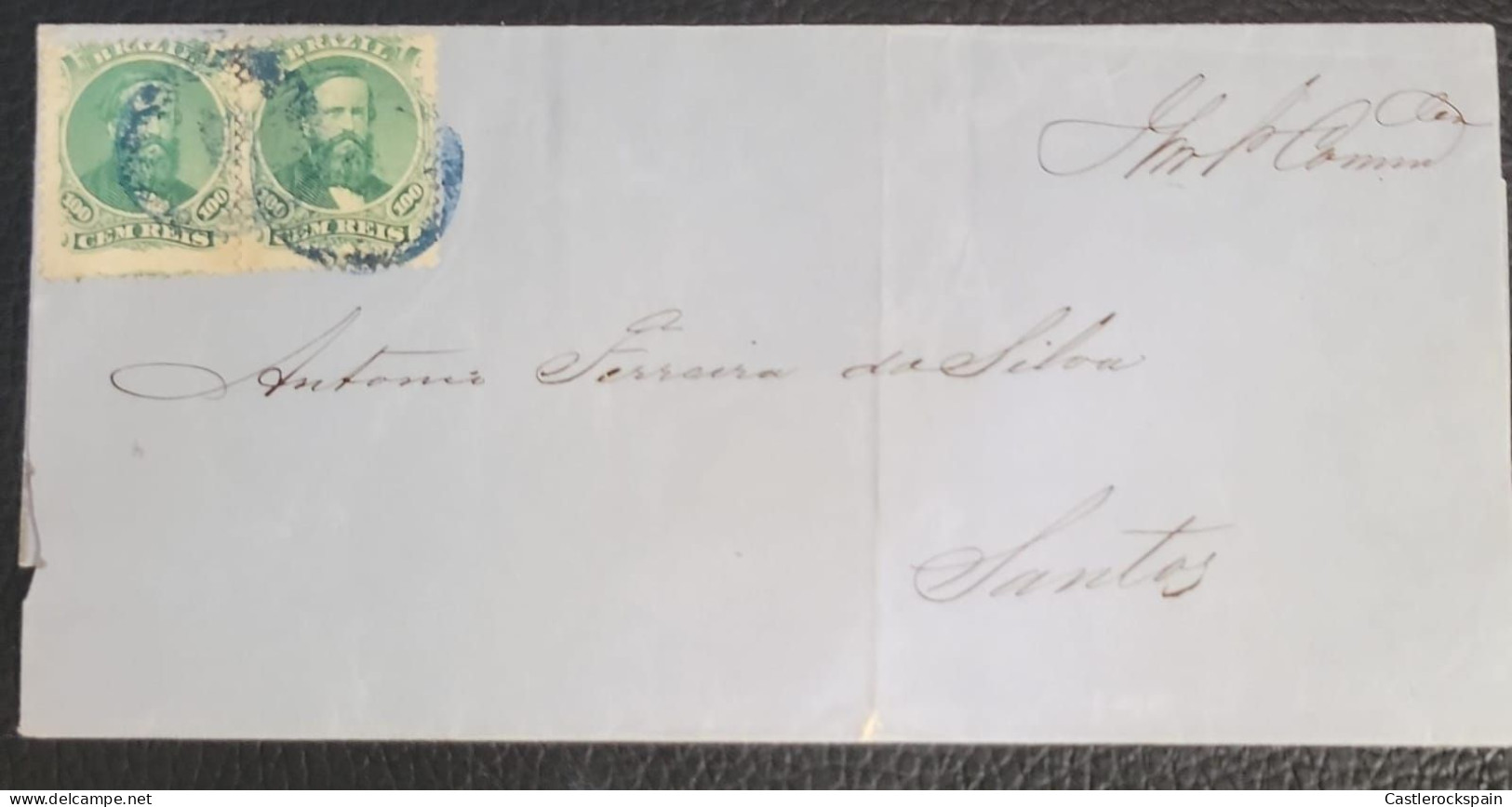 O) BRAZIL, EMPEROR DOM PEDRO 100 Reais Green, PAIR,  CIRCULATED TO SANTOS - Other & Unclassified