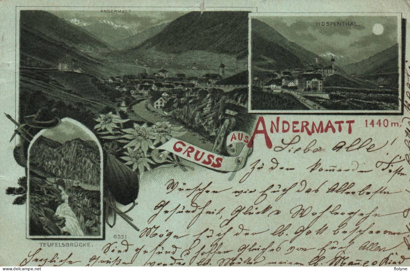 Andermatt- Gruss Aus , Souvenir De La Commune - Cpa Illustrateur - 1902 - Suisse Schweiz Switzerland - Andermatt