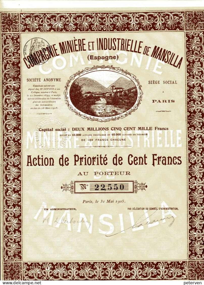 Compagnie MINIÈRE Et INDUSTRIELLE De MANSILLA - Mines