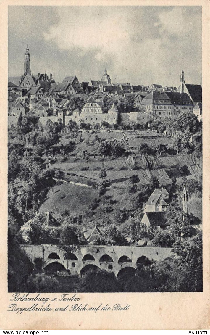 Rothenburg O Tauber Doppelbrücke Und Blick Auf Die Stadt - Rothenburg O. D. Tauber