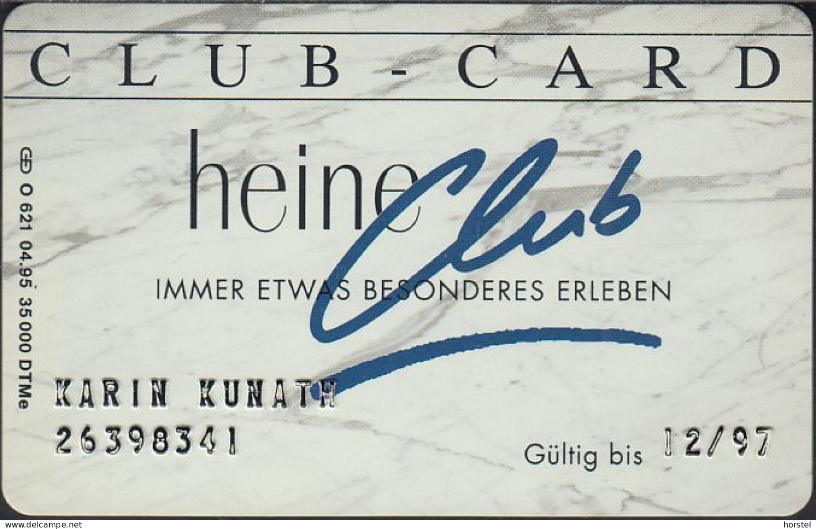 GERMANY O621/95 Heine Club - Club - Card - O-Series : Series Clientes Excluidos Servicio De Colección