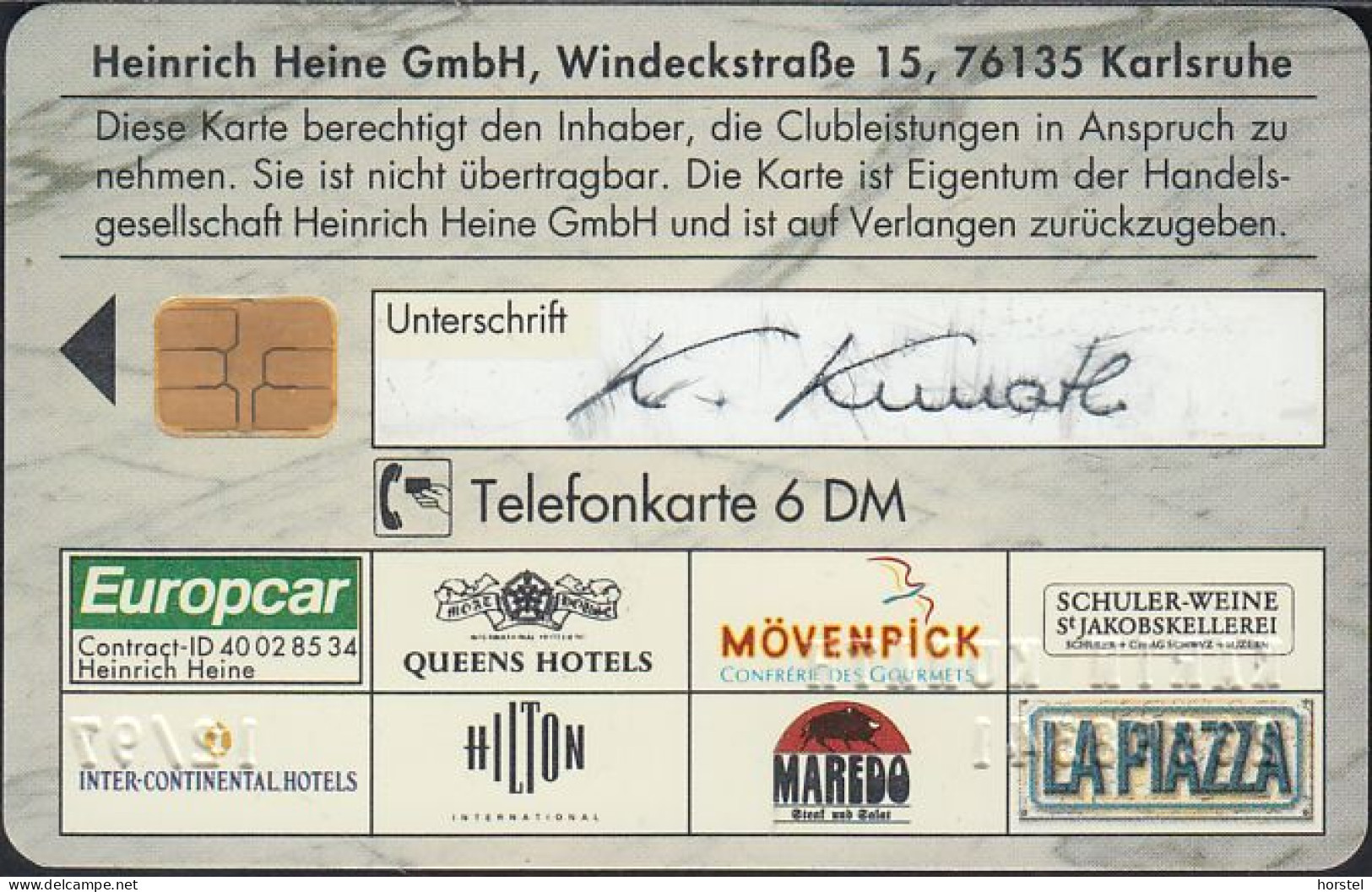 GERMANY O621/95 Heine Club - Club - Card - O-Series : Customers Sets