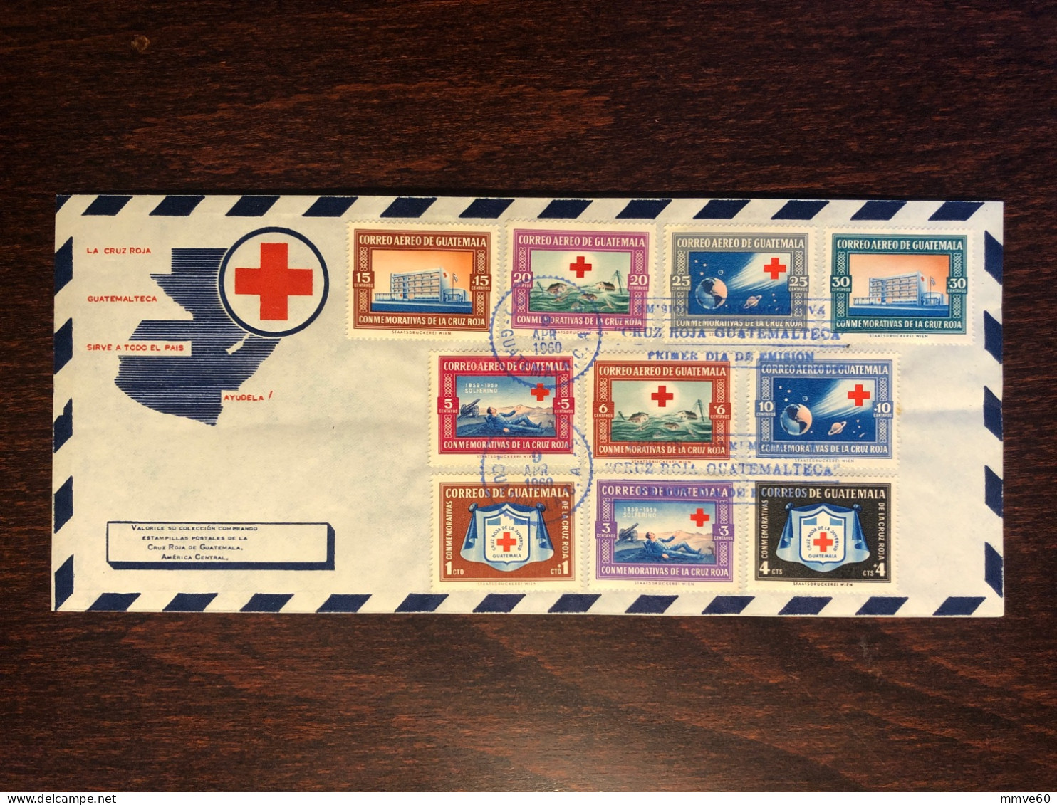 GUATEMALA FDC COVER 1960 YEAR RED CROSS HEALTH MEDICINE STAMPS - Guatemala