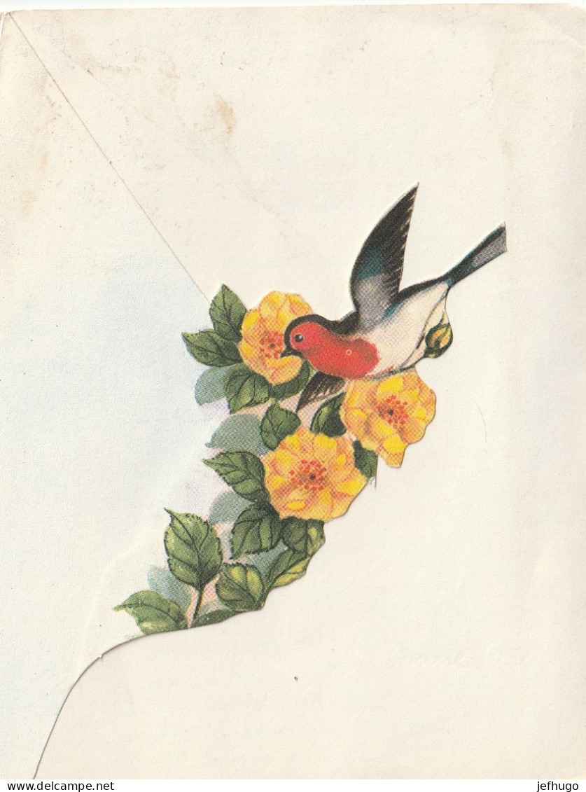 83 - CARTE A SYSTEME . BONNE FETE .  L'OISEAU RENTRE DANS SON ABRI . FLEURS  . AE 2022 - Anniversaire