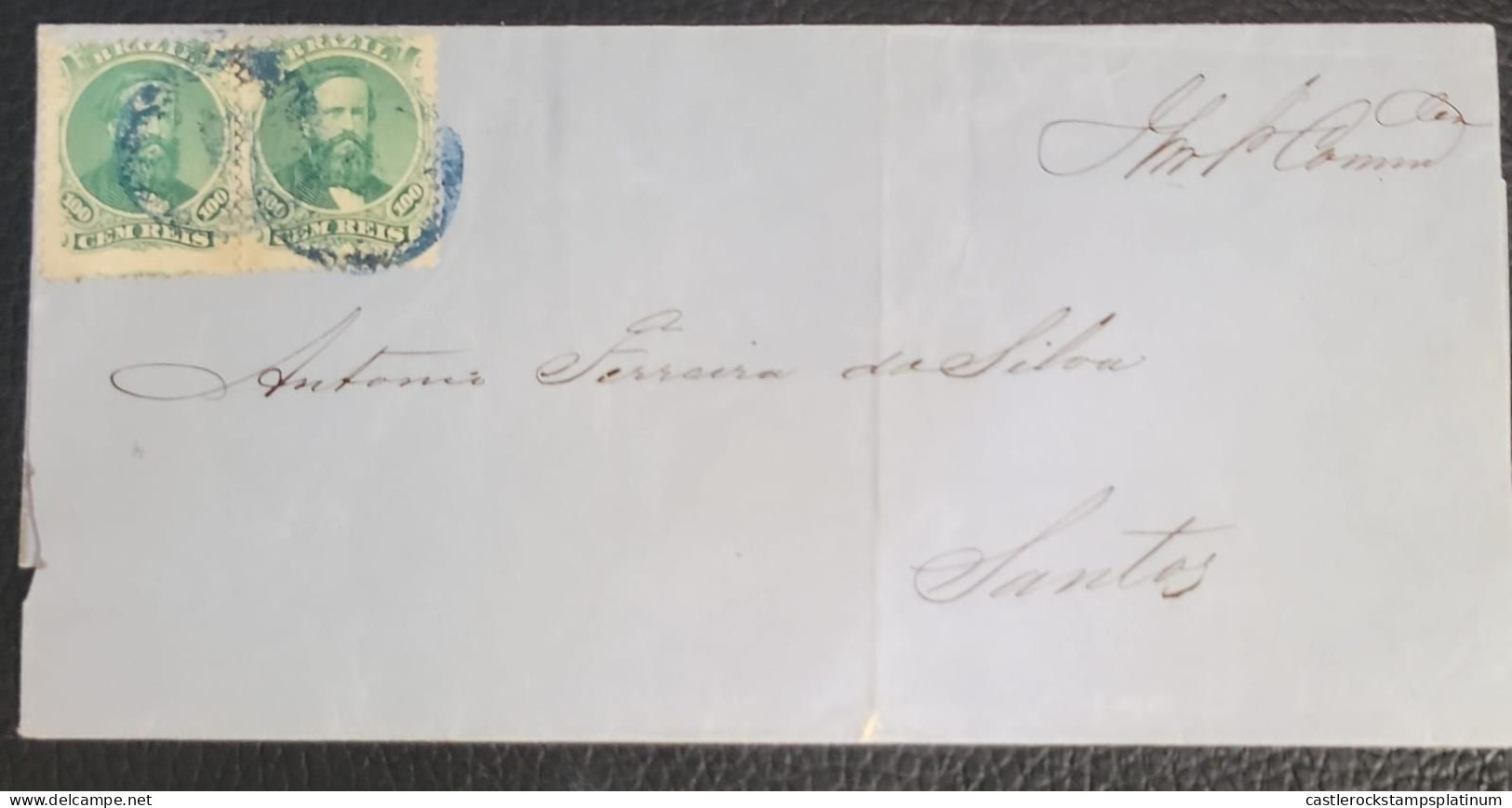 O) BRAZIL, EMPEROR DOM PEDRO 100 Reais Green, PAIR,  CIRCULATED TO SANTOS - Other & Unclassified
