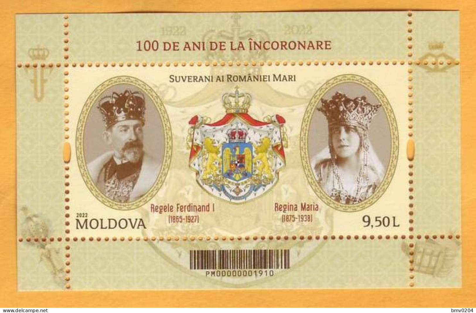 2022 Moldova  Block 100 King Ferdinand I "the Unifier" And Of Queen Maria As Rulers Of Greater Romania  Mint - Moldavië