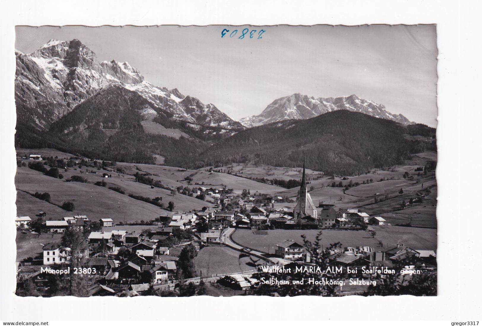 E6156) Wallfahrt MARIA ALM Bei SAALFELDEN - Selbhorn U. Hochkönig - Straße Häuser Kirche ALT! - Saalfelden