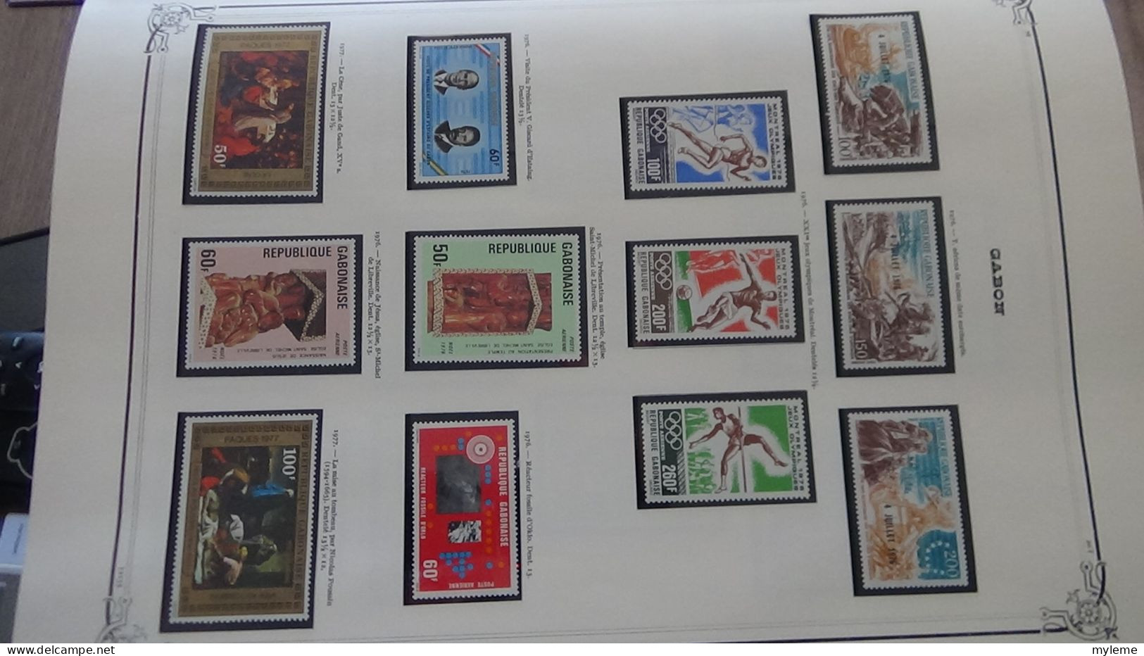 BC101 Collection de timbres et blocs ** du Gabon sur feuille d'album.  A saisir !!!