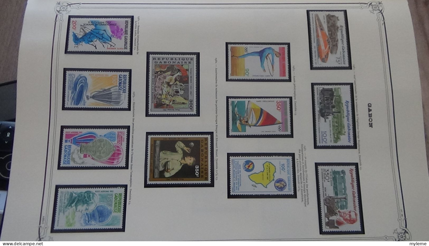 BC101 Collection de timbres et blocs ** du Gabon sur feuille d'album.  A saisir !!!