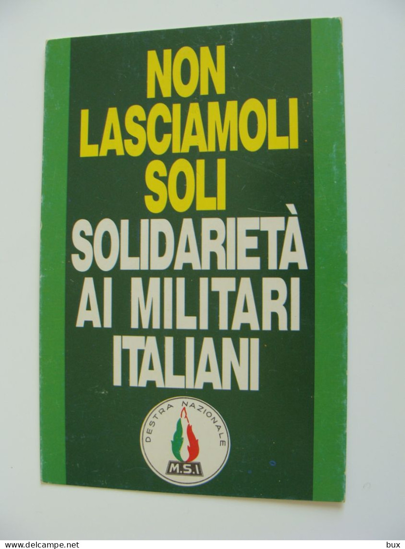 MSI, Movimento Sociale Italiano, Guerra Golfo Persico. PARTITO  PUGLIA  VOTAZIONI PARTITO POLITICO NON  VIAGGIATA - Partiti Politici & Elezioni