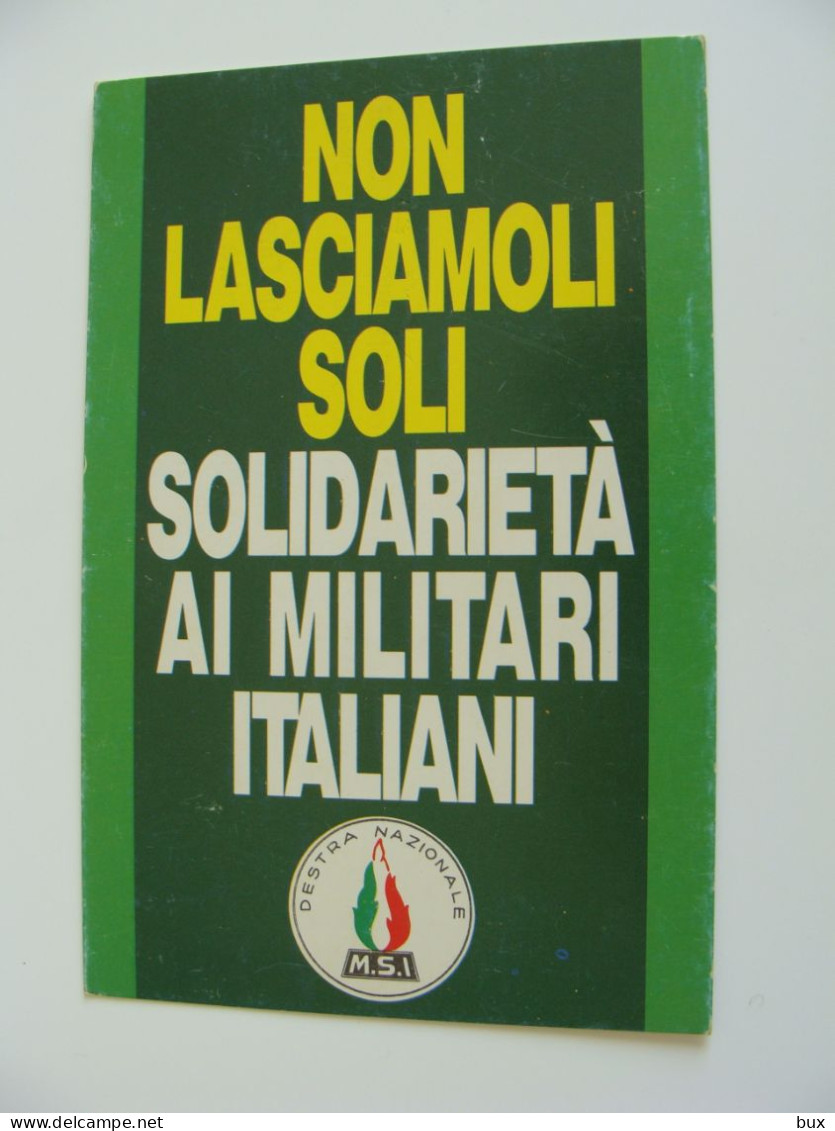 MSI, Movimento Sociale Italiano, Guerra Golfo Persico. PARTITO  PUGLIA  VOTAZIONI PARTITO POLITICO NON  VIAGGIATA - Partidos Politicos & Elecciones