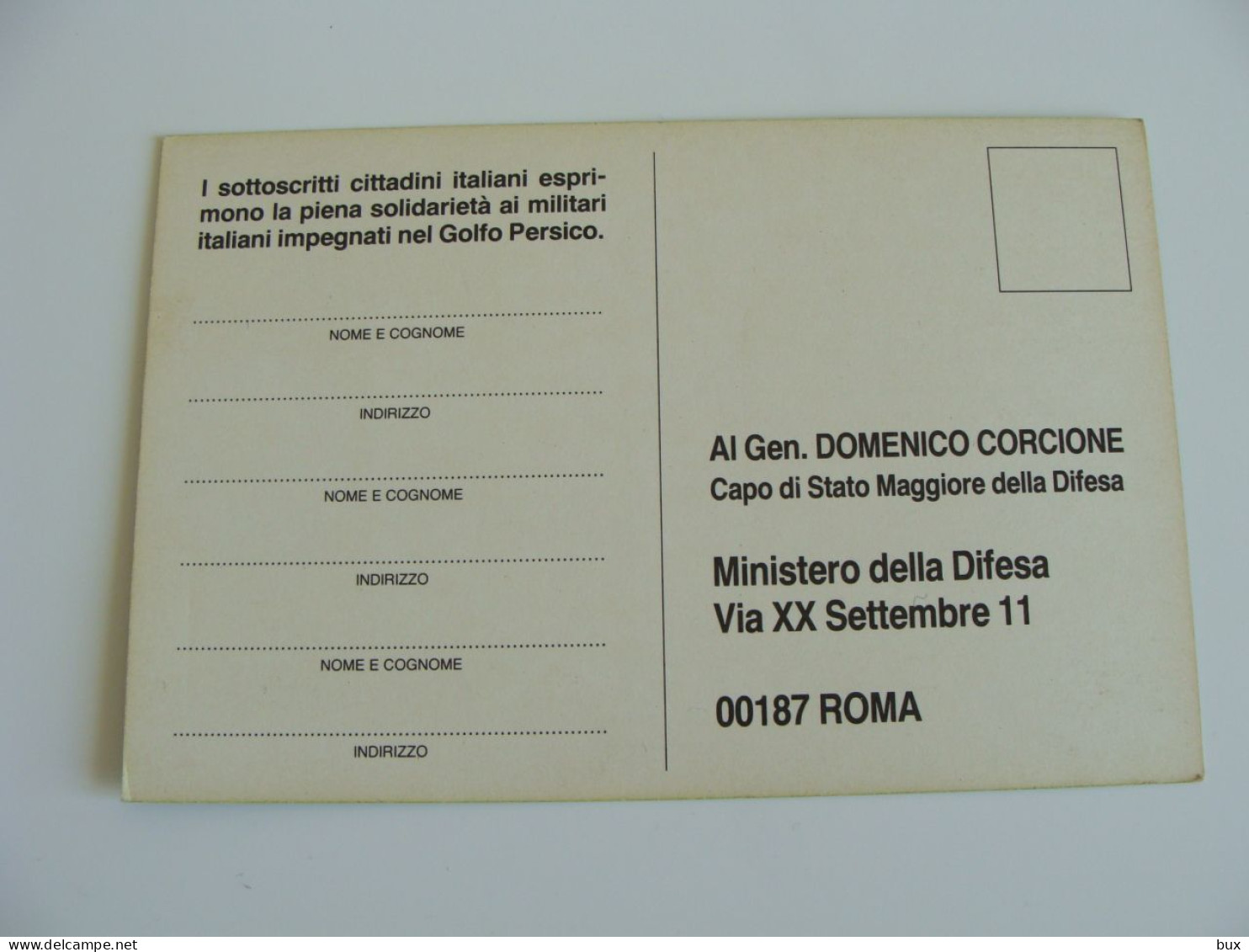 MSI, Movimento Sociale Italiano, Guerra Golfo Persico. PARTITO  PUGLIA  VOTAZIONI PARTITO POLITICO NON  VIAGGIATA - Politieke Partijen & Verkiezingen