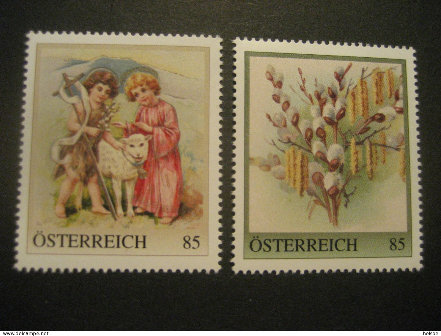 Österreich- PM Ostern 2021, Lamm Und Palmkätzchen Ungebraucht - Timbres Personnalisés