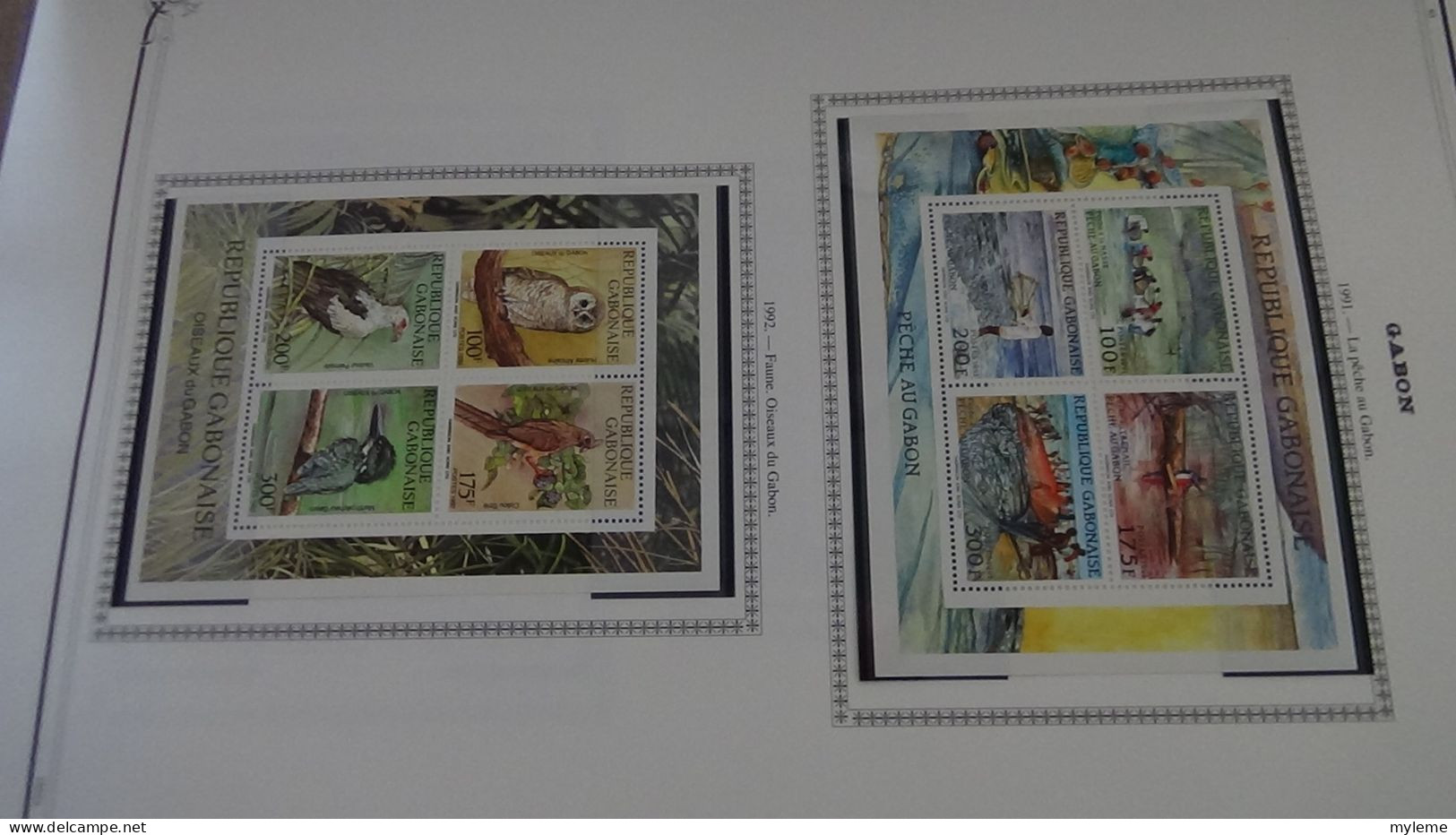 BC102 Collection de timbres et blocs ** du Gabon sur feuille d'album.  A saisir !!!