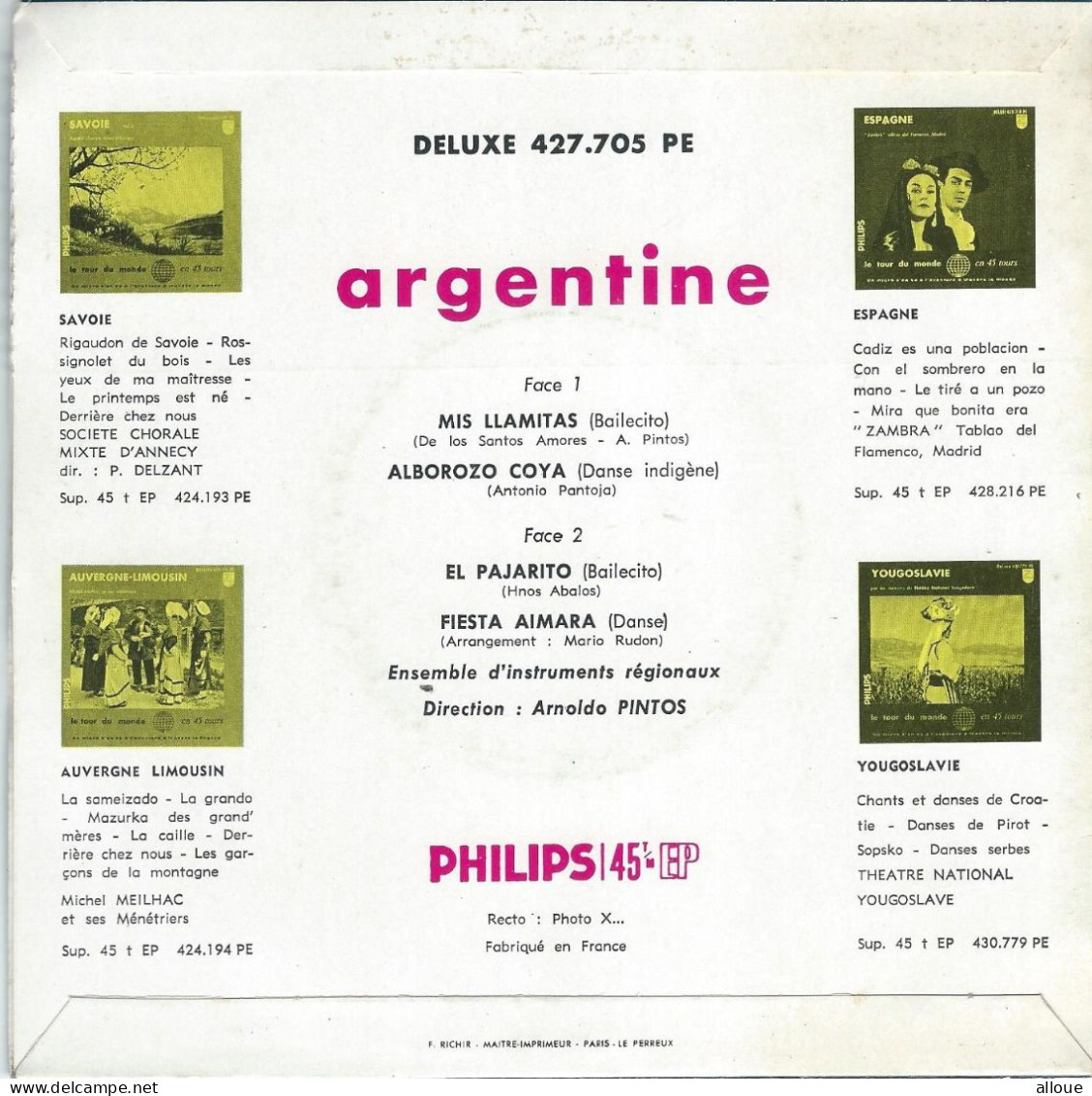 ARNOLDO PINTOS - ARGENTINE - FR EP -  MIS LLAMITAS + 3 - Wereldmuziek