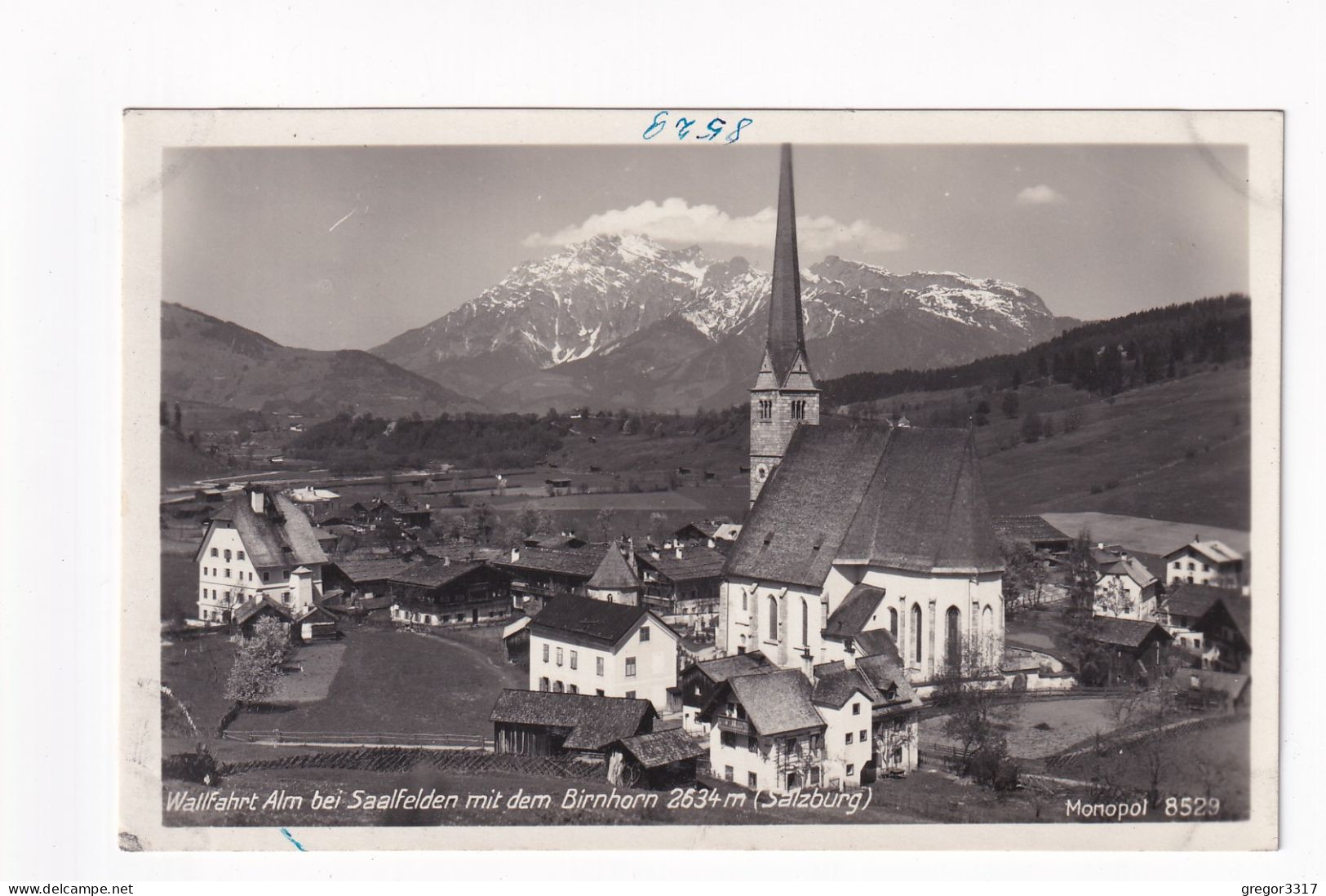 E6164) ALM Bei SAALFELDEN Kirche U. Häuser Mit Dem Birnhorn ALT! - Saalfelden