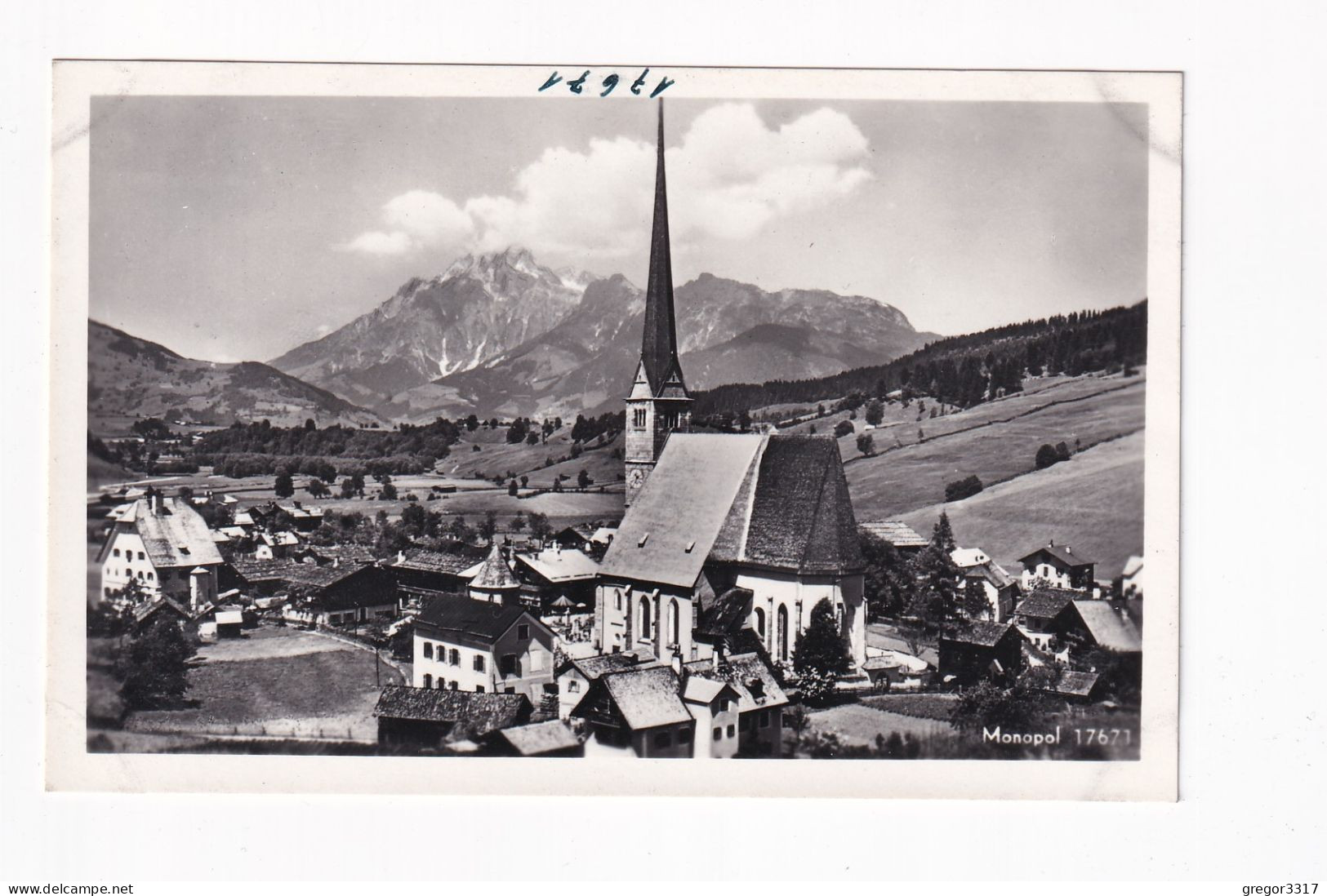 E6165) ALM Bei SAALFELDEN Kirche U. Häuser FOTO AK Monopol 17671 ALT ! - Saalfelden