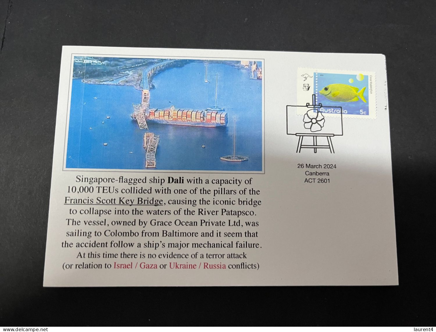 28-3-2024 (4 Y 18) USA - Dali Cargo Ship Collided With Baltimore Bridge (collapse) Not Gaza Or Ukraine Conflict Related) - Autres & Non Classés