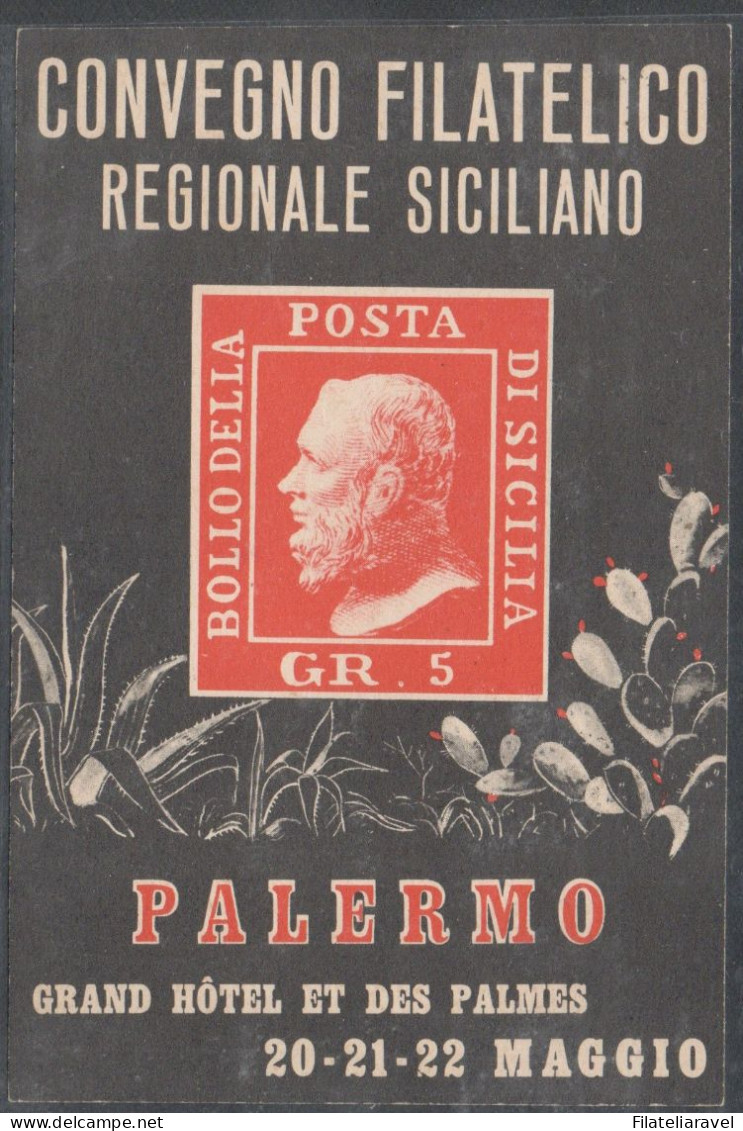 Italia Repubblica - Cartolina - 1950, " Convegno Filatelico Regionale Siciliano " , In Data 22 Maggio 1950. - 1946-60: Storia Postale