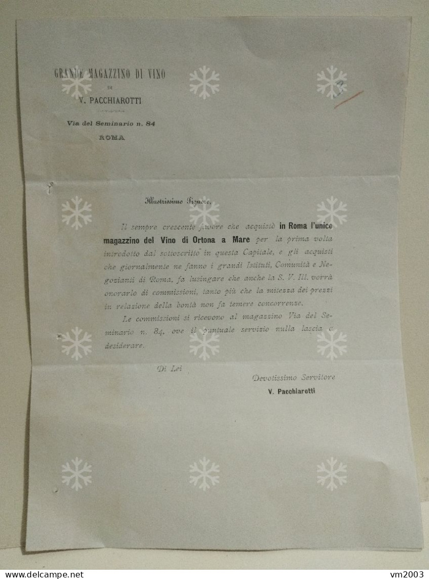 Italia Old Letter Roma Unico Maggazino Del Vino Di Ortona Al Mare Pacchiarotti - ...-1850 Voorfilatelie