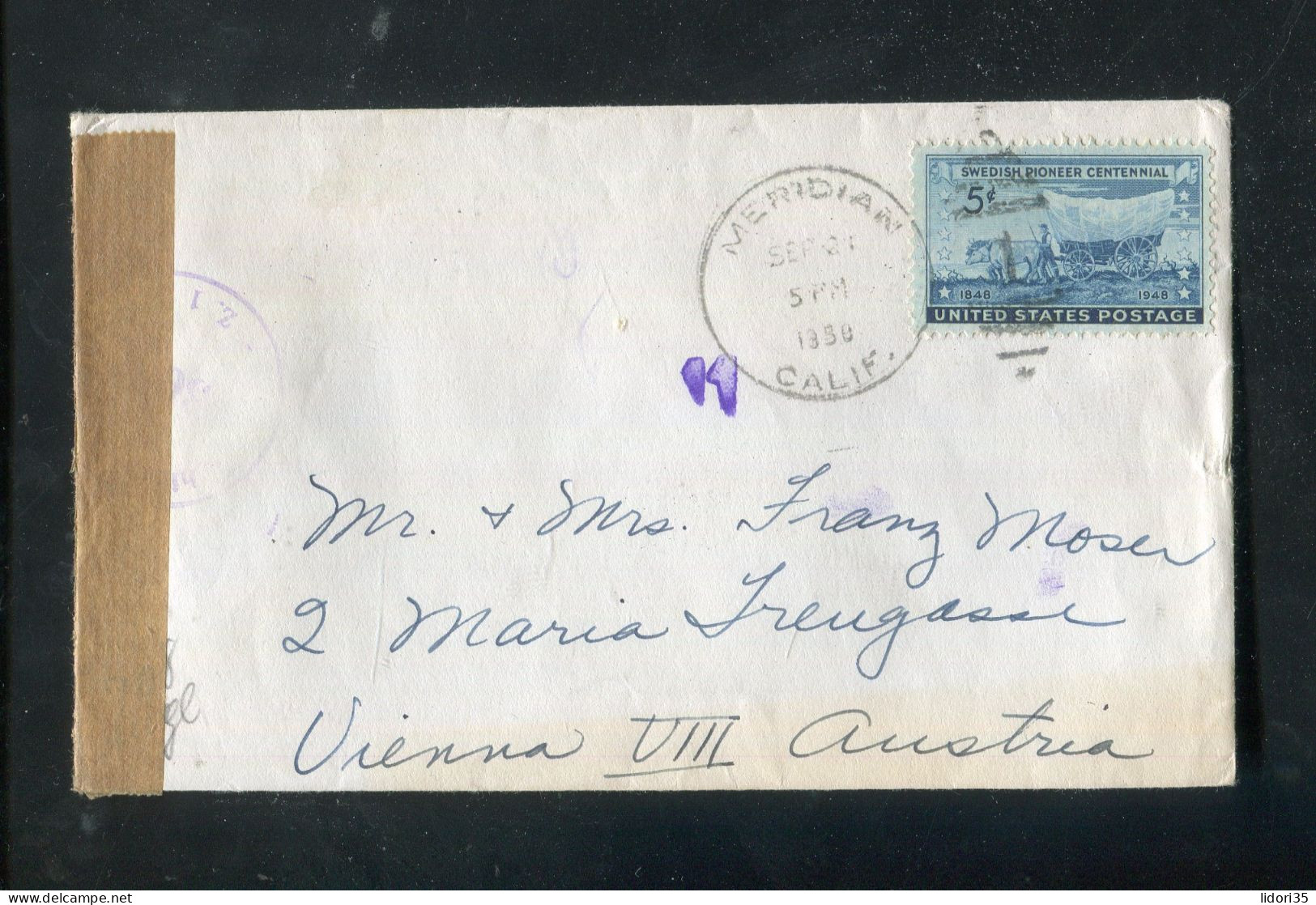 "USA" 1950, Brief Mit "ZENSUR" Ex Meridian Nach Wien (L0109) - Storia Postale