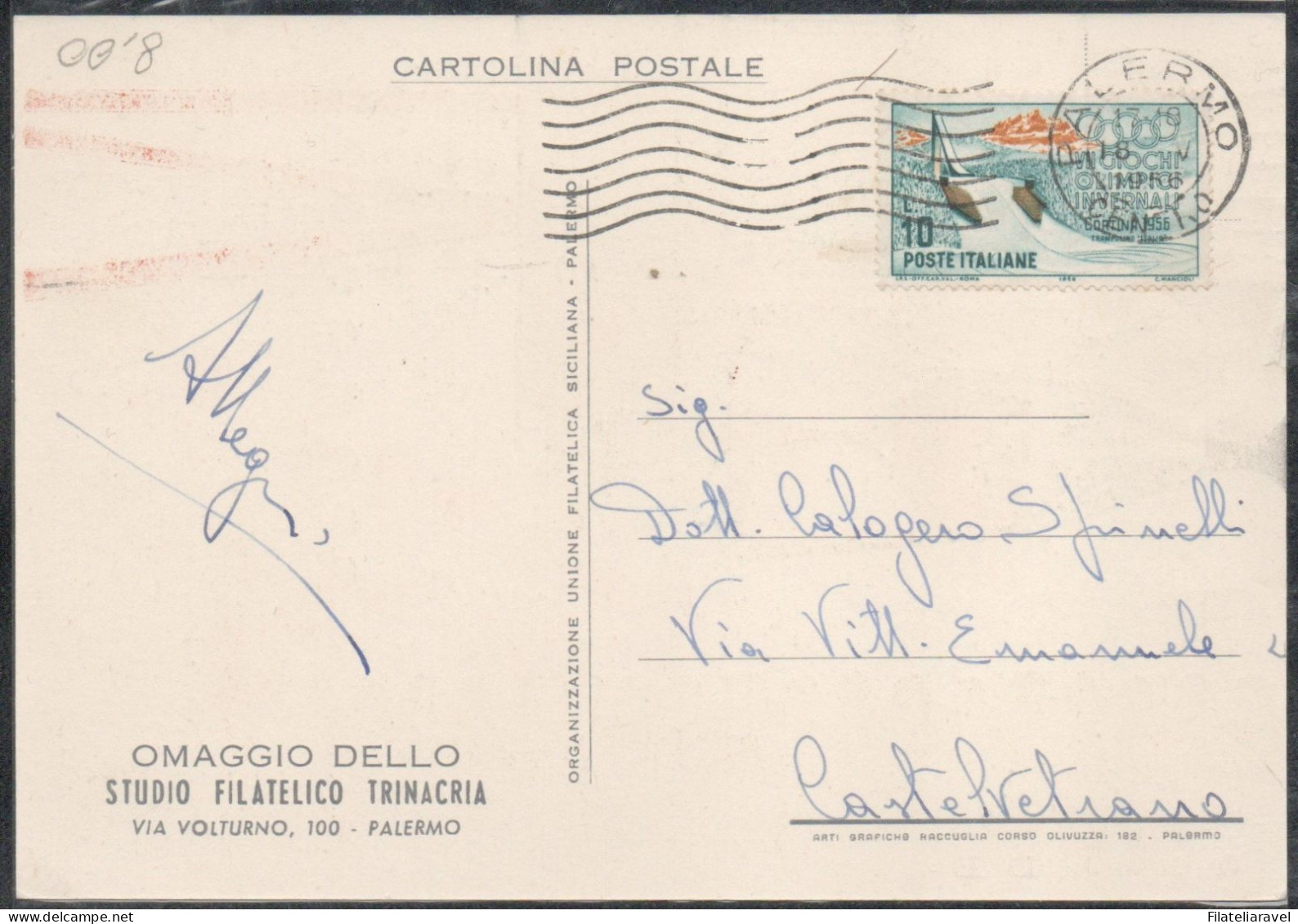 Italia Repubblica - Cartolina - 1956 - "Convegno Filatelico Siciliano - Mostra Filatelica Palermo", Maggio 1956. - 1946-60: Storia Postale