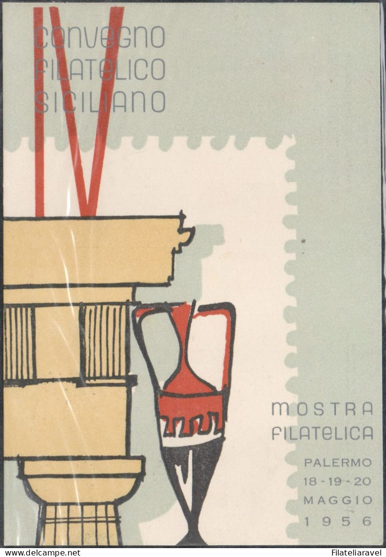 Italia Repubblica - Cartolina - 1956 - "Convegno Filatelico Siciliano - Mostra Filatelica Palermo", Maggio 1956. - 1946-60: Storia Postale