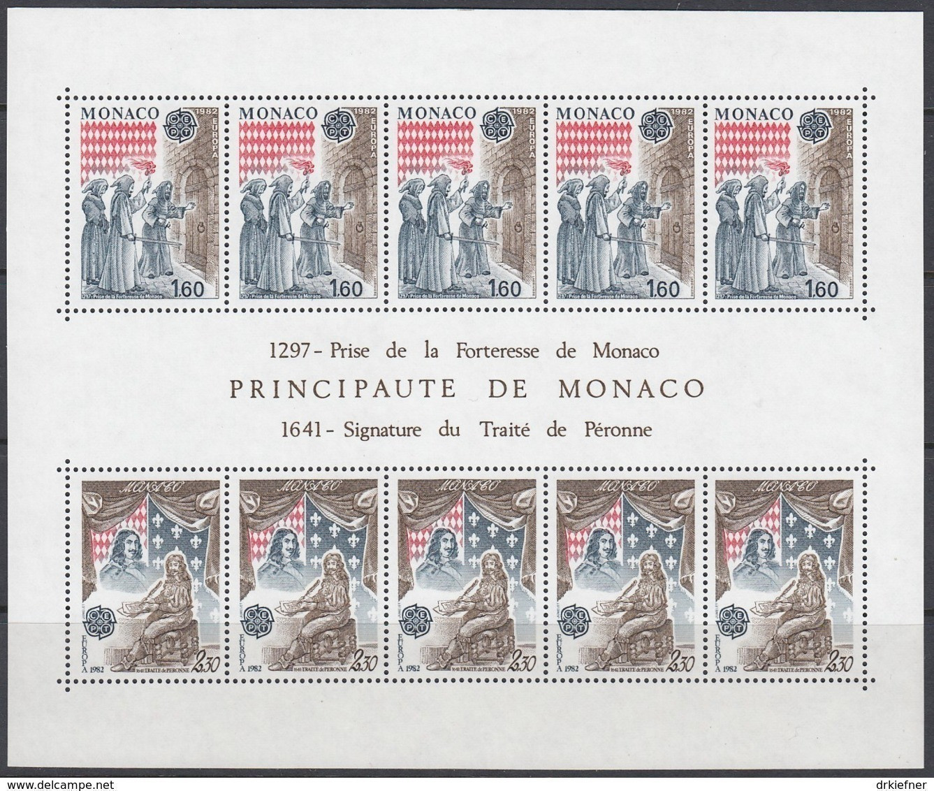 MONACO Block 19, Postfrisch **, Europa CEPT:  Historische Ereignisse 1982 - Blokken