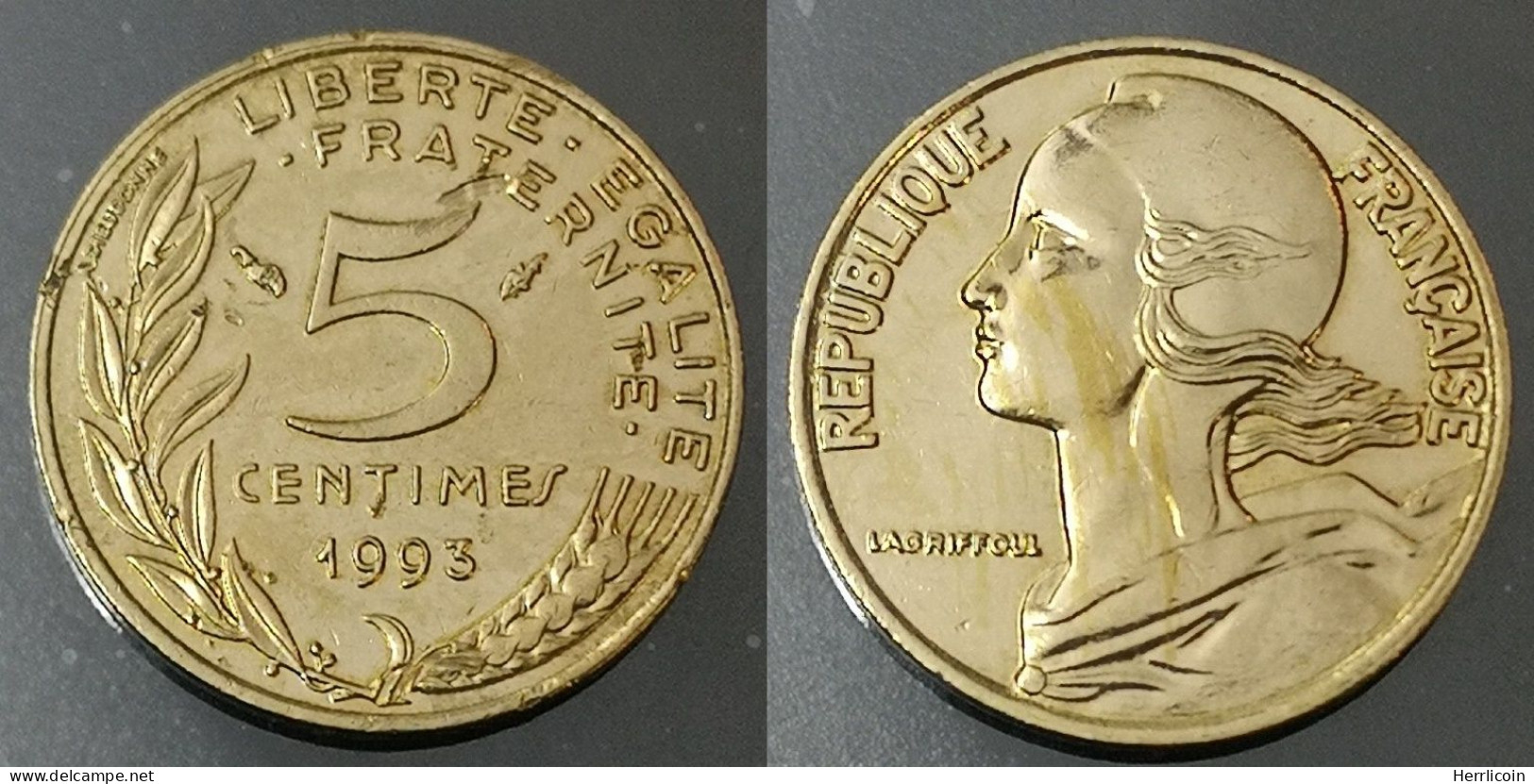 Monnaie France - 1993  3 Plis- 5 Centimes Marianne Cupro-aluminium - 5 Centimes