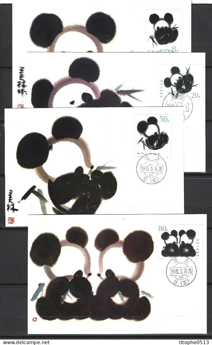 CHINE. N°2724-7 De 1985 Sur 4 Cartes Maximum. Panda Géant. - Maximum Cards