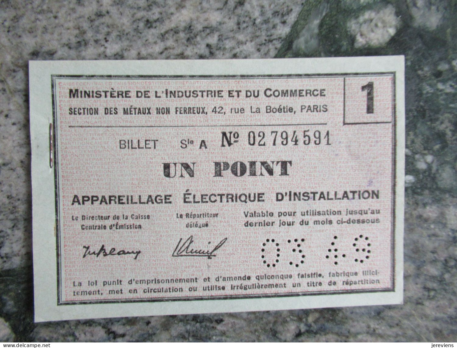 Ministere De L'Industrie Commerce Appareillage Electrique D'Installation 1949 Carnet De 10 Billets - 1939-45