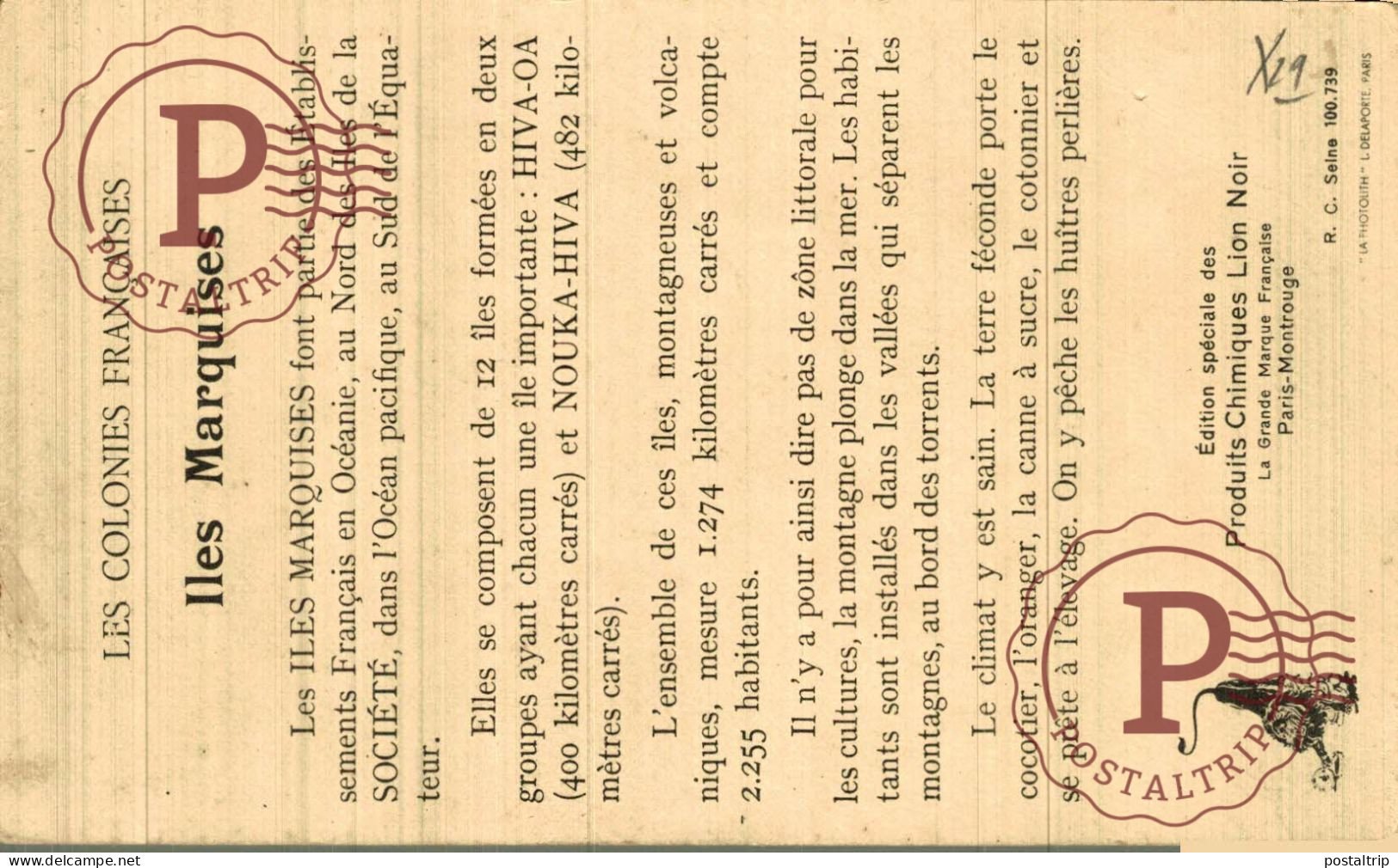 OCEANIA. LES COLONIES FRANCAISES LES MARQUISES - Französisch-Polynesien