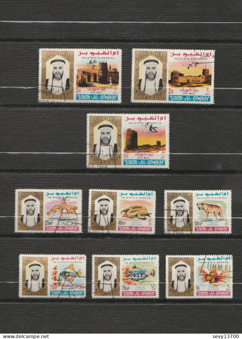 Umm Al Qiwain - Lot 9 Timbres - Sheikh Rashid Bin Ahmad Al Mu'alla -1968 Mi 7A, 8A Et 9A - 1965 - Mi D2, D4 - 1964 - 4A - Umm Al-Qaiwain