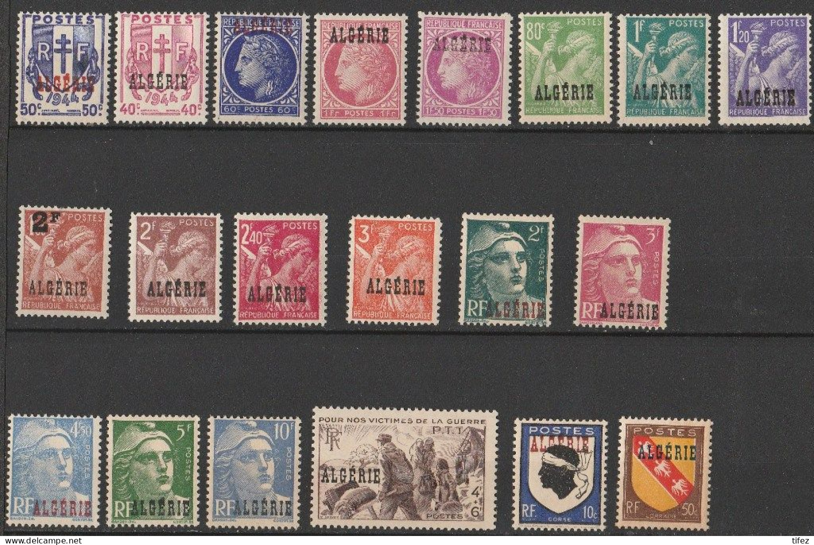 Année 1945-N°225/244 Neufs**MNH : Timbres De France Surchargés "ALGERIE" (20 Valeurs Sans Charnières) - Nuovi