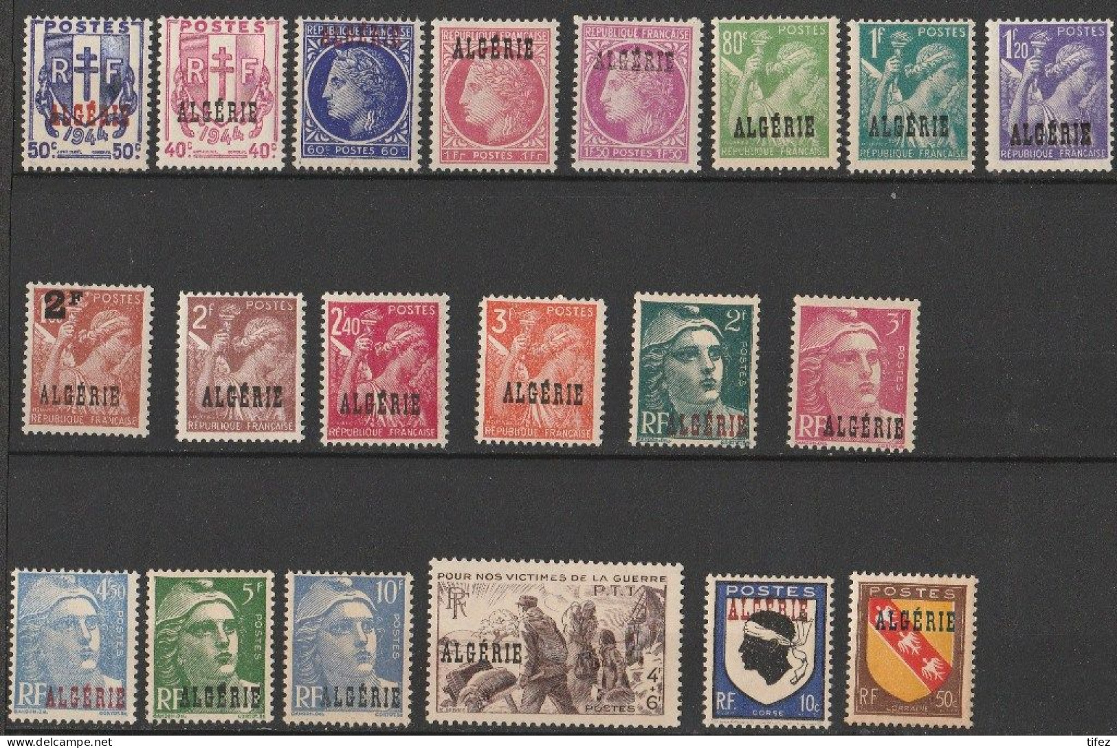 Année 1945-N°225/244 Neufs**MNH : Timbres De France Surchargés "ALGERIE" (20 Valeurs Sans Charnières) - Unused Stamps