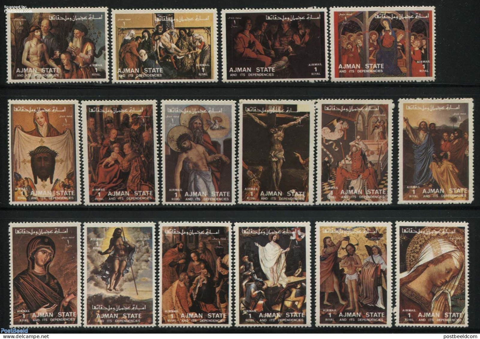 Ajman 1973 Religious Paintings 16v, Mint NH, Religion - Religion - Art - Paintings - Adschman